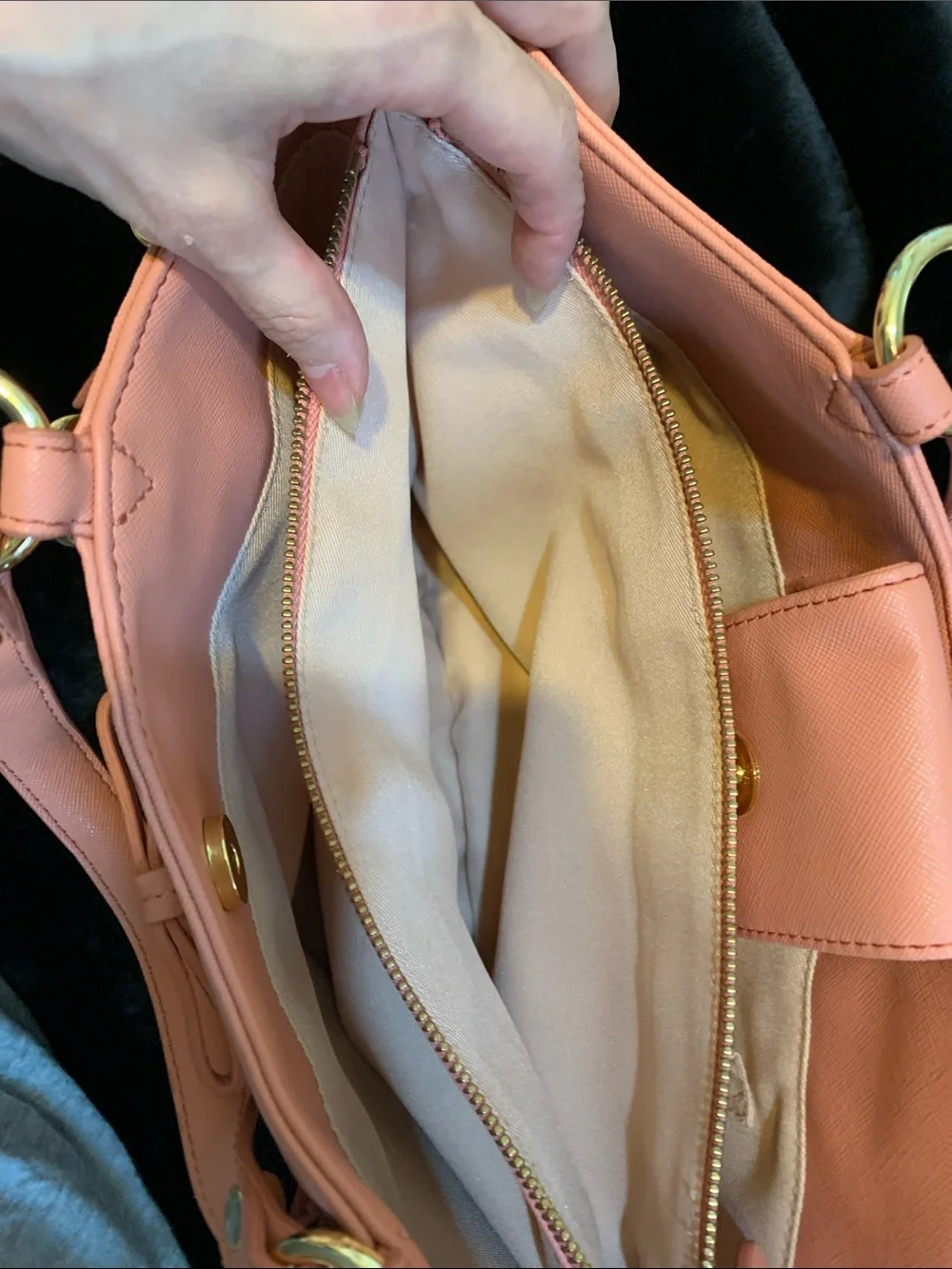Samantha Vega Coral Tote with Bow Accent and Gold Hardware
